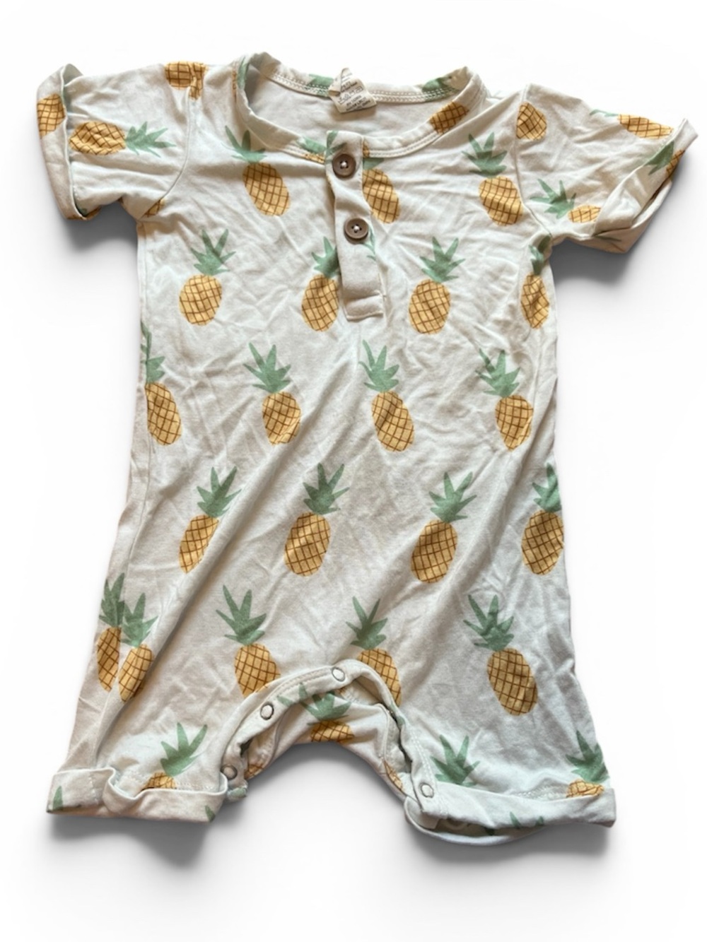 Spearmint Love Baby Pineapples Shortie Bamboo Viscose Short Sleeve Buttons